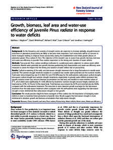 Growth, biomass, leaf area and water-use efficiency of juvenile Pinus radiata in response to water deficits