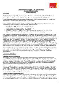 The Philanthropic Challenge in the Age of Austerity Thursday 11 November 2010 A Report by Cause4