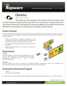 Communications for Automation | [removed]ClientAce OPC .NET Toolkit