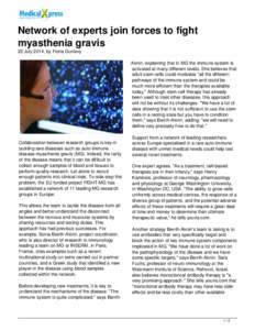 Network of experts join forces to fight myasthenia gravis