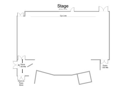 23.0 m x 12.0 m  Cyc Line Doors 1.83 Mts