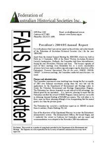 Annual Report of the President