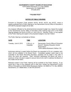 Public Notice: Public Hearing onProposed Budget