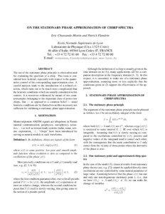 ON THE STATIONARY PHASE APPROXIMATION OF CHIRP SPECTRA Eric Chassande-Mottin and Patrick Flandrin Ecole Normale Sup´erieure de Lyon