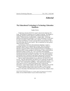 Journal of Technology Education  Vol. 15 No. 1, Fall 2003 Editorial