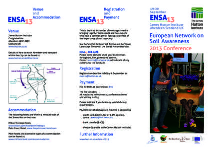 Venue and Accommodation ENSA13 s to the Aberdeen site