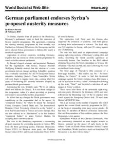 World Socialist Web Site  wsws.org German parliament endorses Syriza’s proposed austerity measures