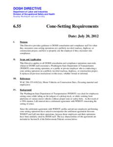 DOSH Directive (WRD) 6.55: Cone-Setting Requirements