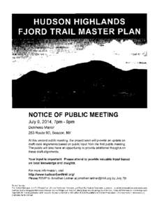 NOTICE OF PUBLIC MEETING July 9,2014, 7pm - 9pm Dutchess Manor  263 Route 90, Beacon, NY