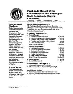 Final Audit Report of tlie Commission on the Washington State Democratic Central Committee January 1, [removed]December[removed]Why the Audit