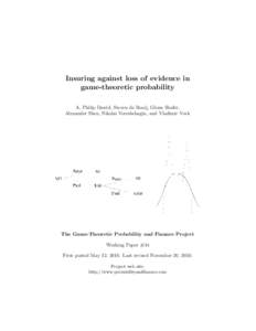 Insuring against loss of evidence in game-theoretic probability A. Philip Dawid, Steven de Rooij, Glenn Shafer, Alexander Shen, Nikolai Vereshchagin, and Vladimir Vovk  The Game-Theoretic Probability and Finance Project