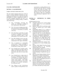 DecemberCLASSIFICATION DEFINITIONS CLASS 380, CRYPTOGRAPHY SECTION I - CLASS DEFINITION