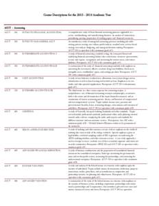 Course Descriptions for theAcademic Year  ACCT - Accounting ACCT  201