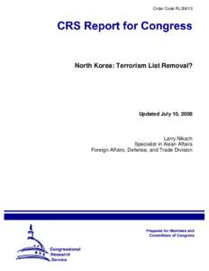 North Korea: Terrorism List Removal?