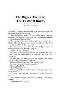 The Bigger The Star, The Faster It Burns By Gareth L. Powell