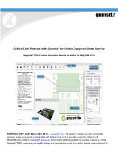     ®​ Critical Link Partners with Gumstix​  for Online Design­to­Order Service 