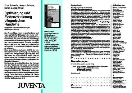 Doris Schaeffer, Johann Behrens, Stefan Görres (Hrsg.) Optimierung und Evidenzbasierung pflegerischen