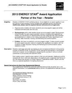 2015 ENERGY STAR Awards General Instruction for Retailer Applicants