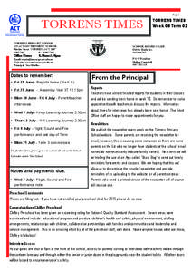 Page 1  TORRENS TIMES TORRENS PRIMARY SCHOOL AN ACT GOVERNMENT SCHOOL Ritchie Street TORRENS ACT 2607