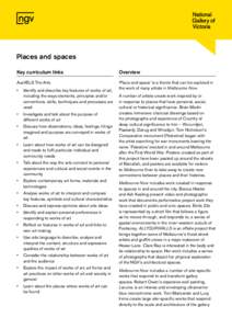 Places and spaces Key curriculum links Overview  AusVELS The Arts