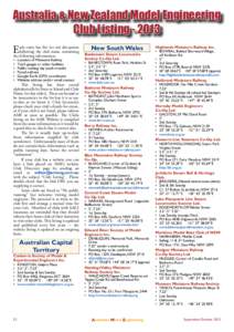 Australia & New Zealand Model Engineering Club Listing[removed]E ach entry has five (or six) dot-points following the club name containing