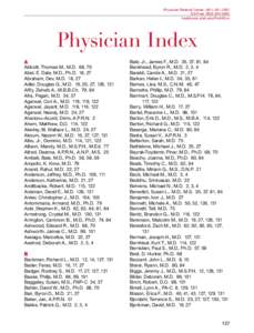Physician Referral Center: (Toll-Free: (healthcare.utah.edu/FindADoc Physician Index A