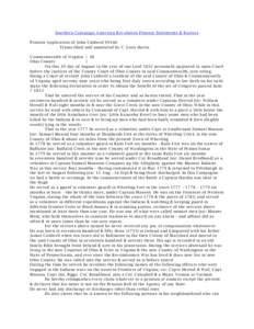 Southern Campaign American Revolution Pension Statements & Rosters Pension Application of John Caldwell S9146 Transcribed and annotated by C. Leon Harris Commonwealth of Virginia } SS Ohio County }