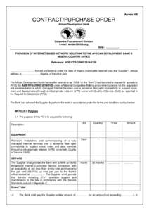 Annex VII  CONTRACT/PURCHASE ORDER African Development Bank  Corporate Procurement Division