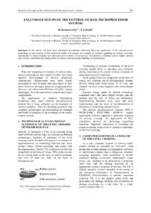 Analysis of setups of the control of rail microprocessor systems  223 ANALYSIS OF SETUPS OF THE CONTROL OF RAIL MICROPROCESSOR SYSTEMS