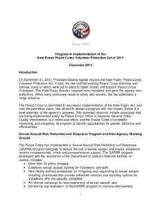 Progress in Implementation of the Kate Puzey Peace Corps Volunteer Protection Act of[removed]December[removed]Peace Corps