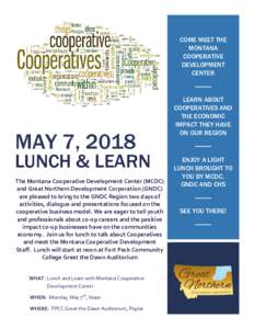 COME MEET THE MONTANA COOPERATIVE DEVELOPMENT CENTER