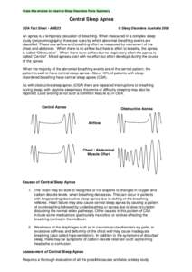 Close this window to return to Sleep Disorders Facts Summary  Central Sleep Apnea SDA Fact Sheet - AMS23  © Sleep Disorders Australia 2006