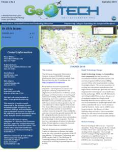 Volume 2, No. 2  September 2014 A Monthly Newsletter of the National Geospatial Technology