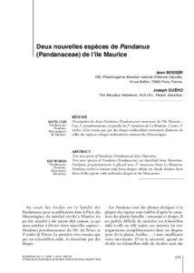 Deux nouvelles espèces de Pandanus (Pandanaceae) de l’île Maurice Jean BOSSER
