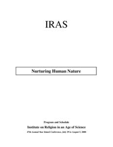 IRAS  Nurturing Human Nature Program and Schedule