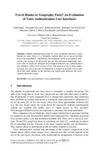 LNCS[removed]Travel Routes or Geography Facts? An Evaluation of Voice Authentication User Interfaces