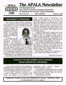 APALA  ~ 1980  The APALA Newsletter