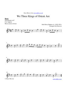 Sheet Music from www.mfiles.co.uk  We Three Kings of Orient Are Horn: Instruments in F Cor Anglais