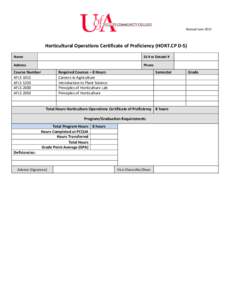 Revised June[removed]Horticultural Operations Certificate of Proficiency (HORT.CP D-S) Name  SS # or Datatel #