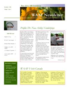 West Africa AIDS Foundation  December 1, 2004 Volume 1, Issue 1  WAAF Newsletter