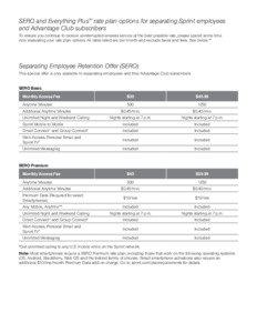 SERO and Everything Plus rate plan options for separating Sprint employees and Advantage Club subscribers SM