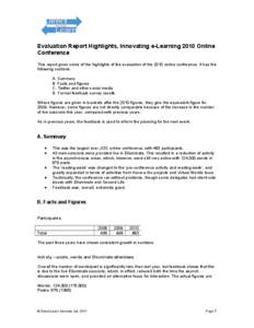 Internal Evaluation Report, Innovating e-Learning 2010 Online Conference