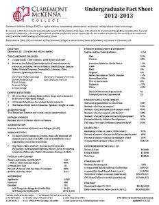 Undergraduate Fact Sheet[removed]Claremont McKenna College (CMC) is a highly selective, independent, coeducational, residential, undergraduate liberal arts college.