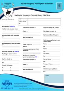 Equine Emergency Planning Fact Sheet Series  5 My Equine Emergency Plan and Horses Vital Signs Dated