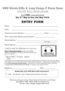 And FTR championship Sat 2nd May & Sun 3rd May 2015 ENTRY FORM Name: