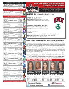 [removed]UNLV SCHEDULE/RESULTS  WOMEN’S BASKETBALL Nov[removed]Texas A&M-CC (MWN) ...W, 77-65 Thomas & Mack Center