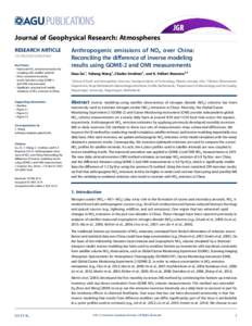 PUBLICATIONS Journal of Geophysical Research: Atmospheres RESEARCH ARTICLE2014JD021644 Key Points: • Improved NOx emission inversion by