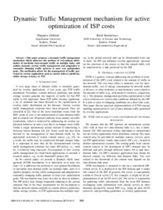 Dynamic Traffic Management mechanism for active optimization of ISP costs Zbigniew Duli´nski Rafał Stankiewicz