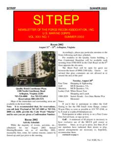SITREP  SUMMER 2002 SITREP NEWSLETTER OF THE FORCE RECON ASSOCIATION, INC.