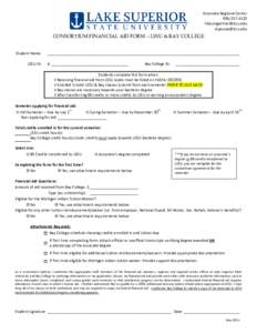 Escanaba Regional CenterCONSORTIUM FINANCIAL AID FORM – LSSU & BAY COLLEGE